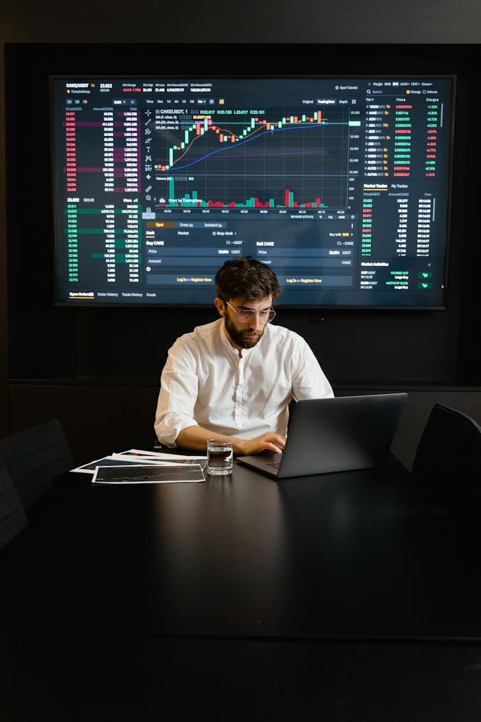 Focused Professional Man using Laptop